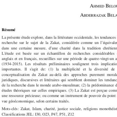 Tendances de Recherche sur la Zakat dans la Littérature Occidentale